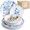 Trendables Fancy Plastic Dinnerware Sets Gold Silverware Disposable 20 X 10 Inch Charger Plates 20 X 8 Inch Dessert Plates 20 x Gold Plastic Forks and Spoons Knives